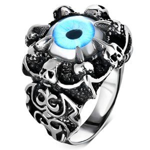 Stainless Steel Men's Dragon Claw Evil Eye Ring